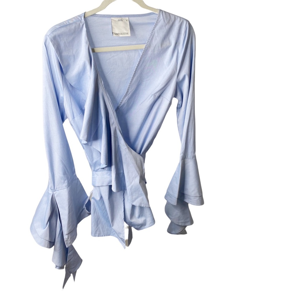C/MEO Collective Clothing Still Standing Ruffle Wrap Top Bell Flowy Sleeve M - Picture 5 of 9
